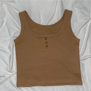 Brown button tank top